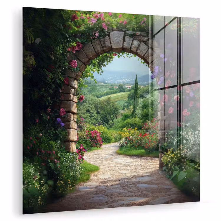 Doorkijk - Landschap - Bloemen - Pad - Uitzicht plexiglas 5mm klein -zzzproduct_nieuw