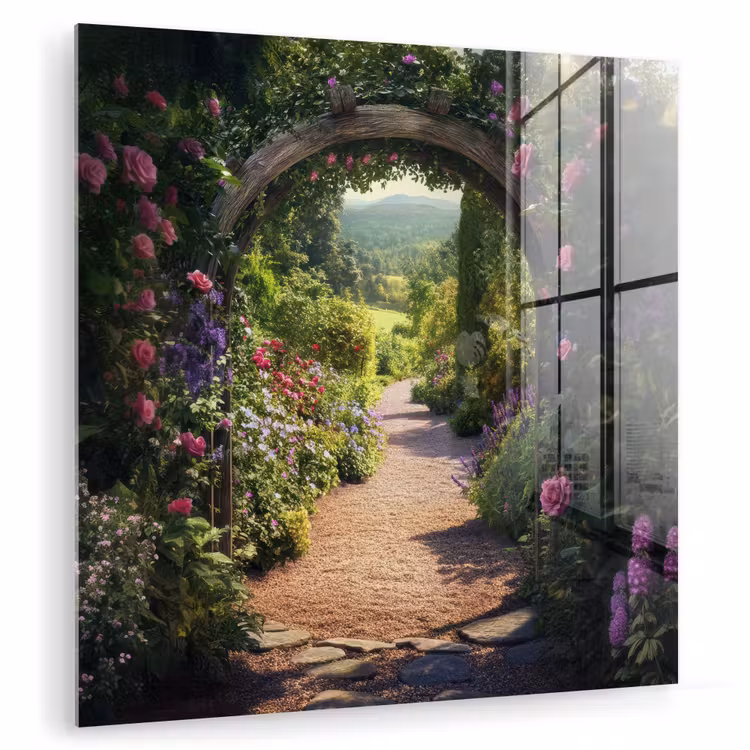Doorkijk - Bloemen - Natuur - Rozenboog plexiglas 5mm klein -zzzproduct_nieuw
