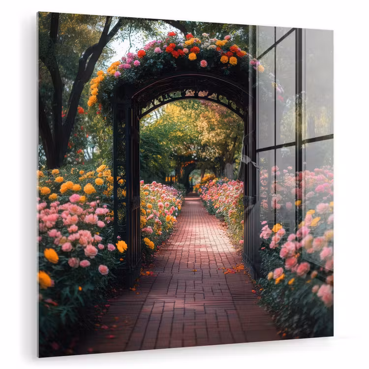 Doorkijk - Bloemen - Pad - Natuur - Kleurrijk plexiglas 5mm klein -zzzproduct_nieuw