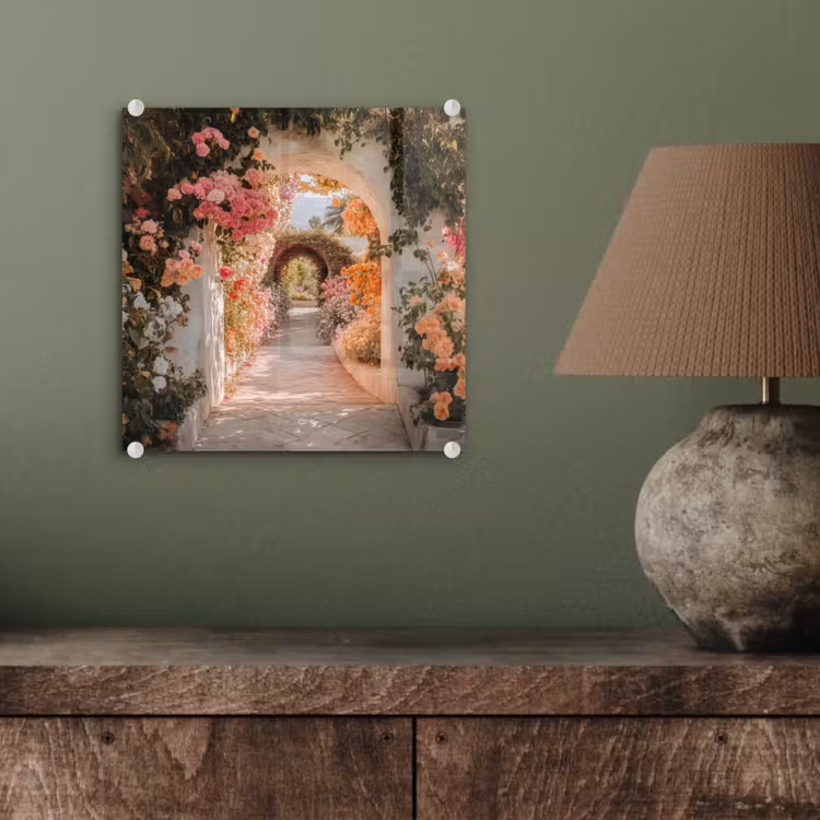 Doorkijk - Boog - Bloemen - Pastel plexiglas 5mm klein -sfeer3