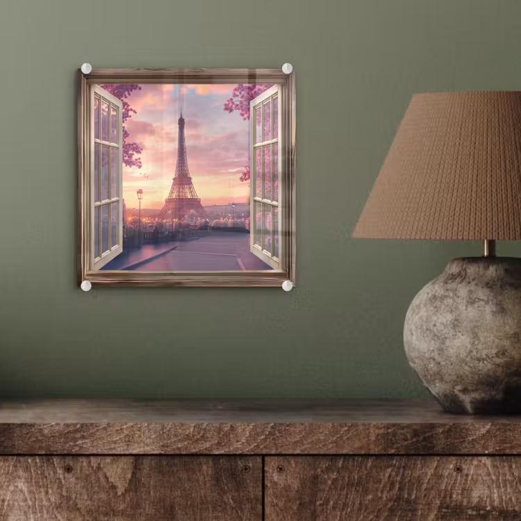 Doorkijk - Parijs - Eiffeltoren - Roze - Kersenbloesem plexiglas 5mm klein -sfeer3
