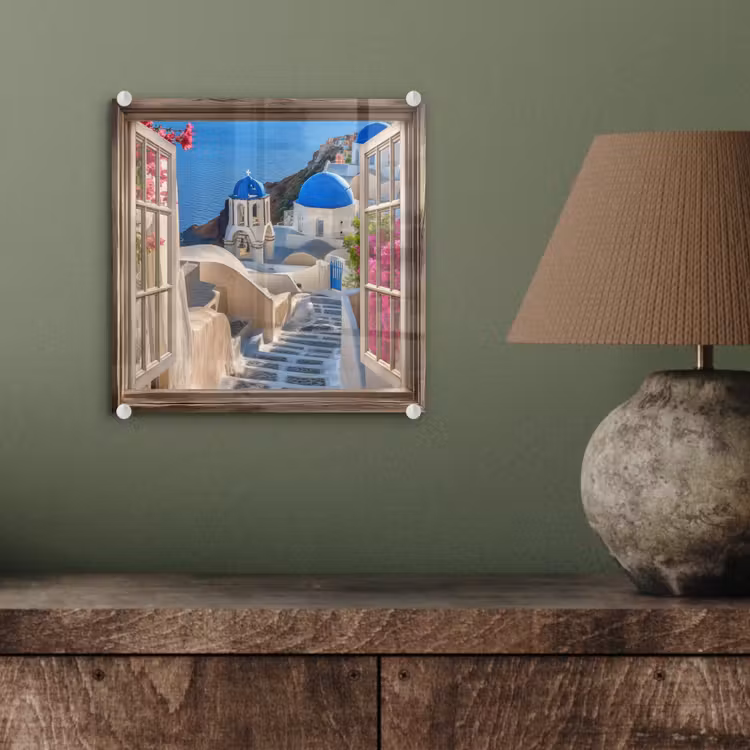 Doorkijk - Santorini - Landschap - Blauw - Grieks plexiglas 5mm klein -sfeer3