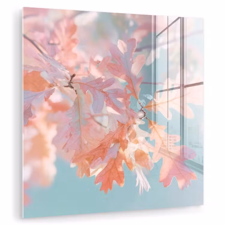 Eikenbladeren - Takken - Roze plexiglas 5mm klein -zzzproduct_nieuw