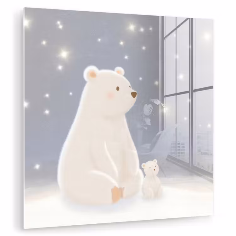 Ijsbeer - Sneeuw - Sterren - Blauw plexiglas 5mm klein -zzzproduct_nieuw