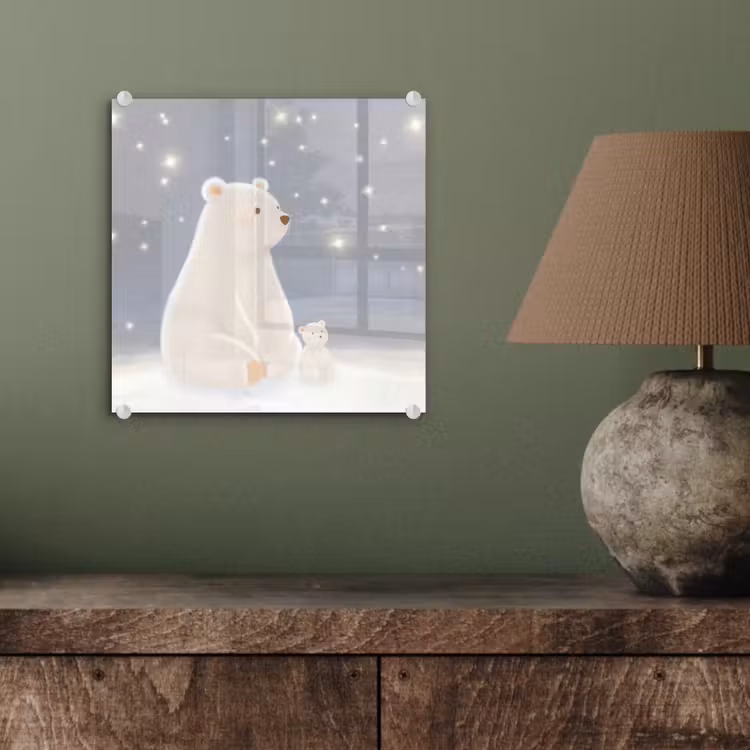 Ijsbeer - Sneeuw - Sterren - Blauw plexiglas 5mm klein -sfeer3