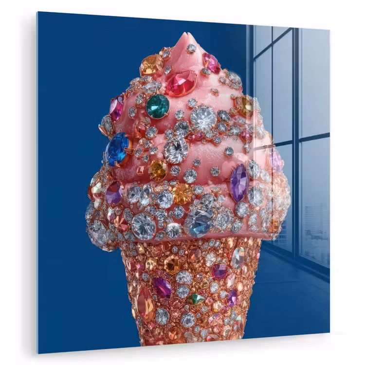 Ijsje - Hoorntje - Steentjes - Blauw plexiglas 5mm klein -zzzproduct_nieuw