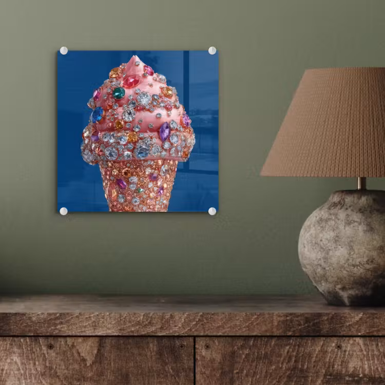 Ijsje - Hoorntje - Steentjes - Blauw plexiglas 5mm klein -sfeer3