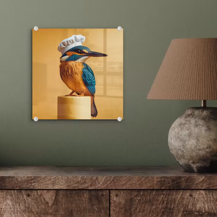 Ijsvogel - Pilaar - Koksmuts - Vogel plexiglas 5mm klein -sfeer3