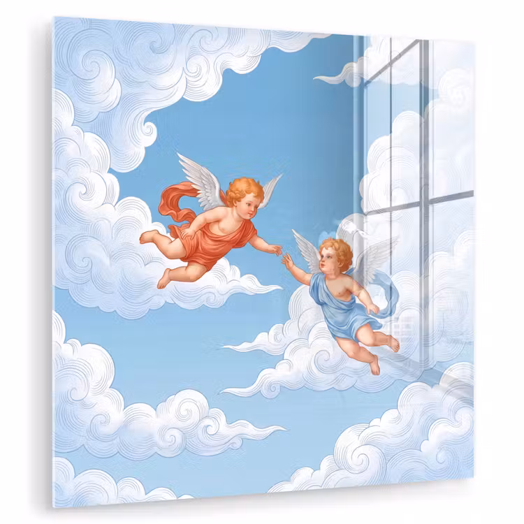 Engel - Vliegend - Klassiek - Blauw plexiglas 5mm klein -zzzproduct_nieuw