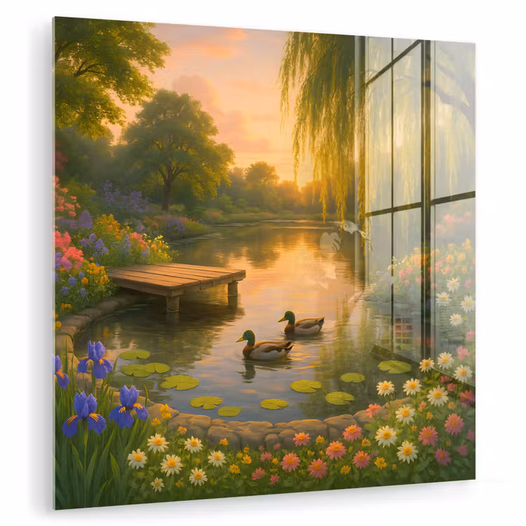Eenden - Vijver - Bloemen plexiglas 5mm klein -zzzproduct_nieuw