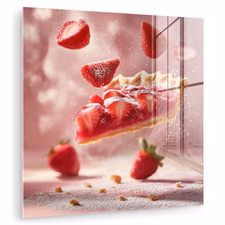 Aardbei - Taart- Eten - Roze plexiglas 5mm klein -zzzproduct_nieuw