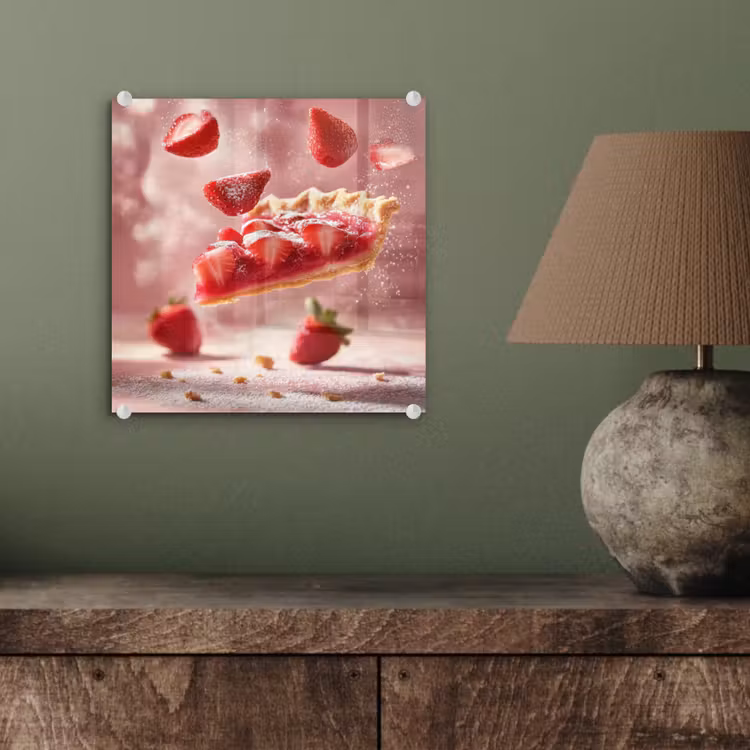 Aardbei - Taart- Eten - Roze plexiglas 5mm klein -sfeer3