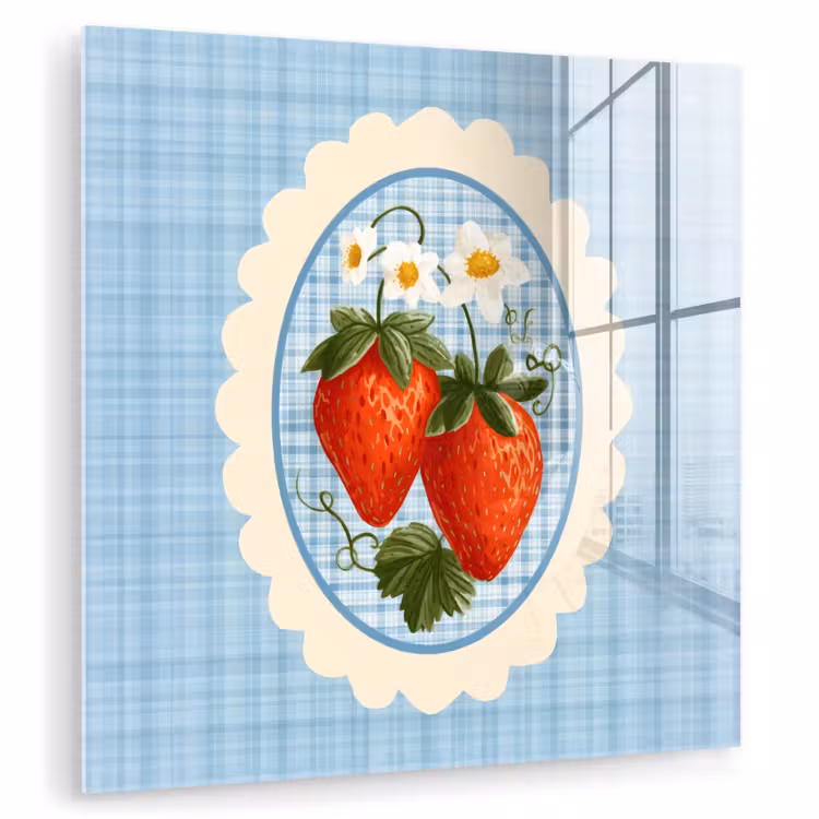 Aardbeien - Lijst - Rood - Geruit plexiglas 5mm klein -zzzproduct_nieuw