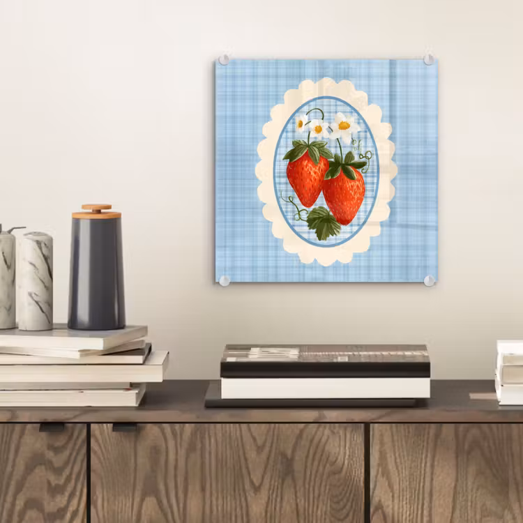 Aardbeien - Lijst - Rood - Geruit plexiglas 5mm klein -sfeer1