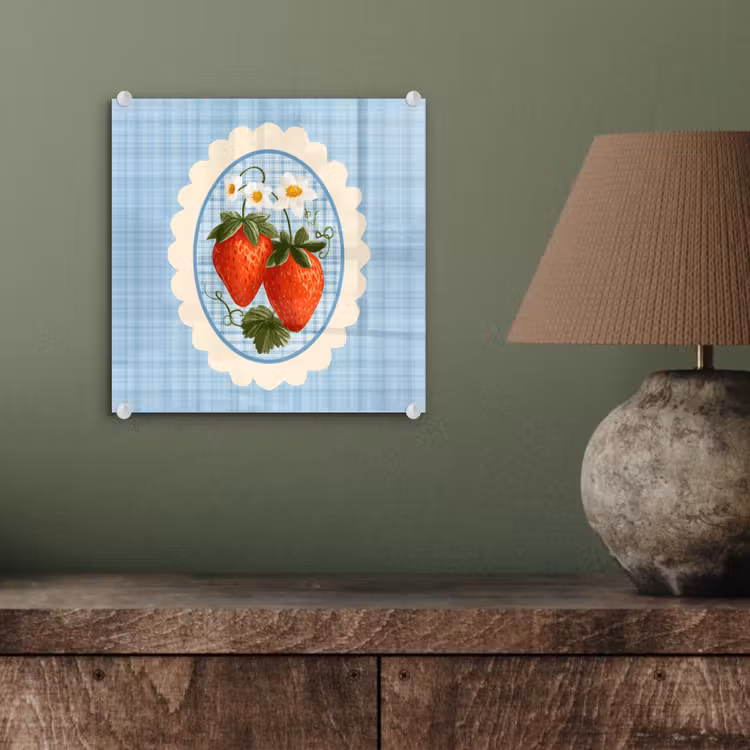 Aardbeien - Lijst - Rood - Geruit plexiglas 5mm klein -sfeer3