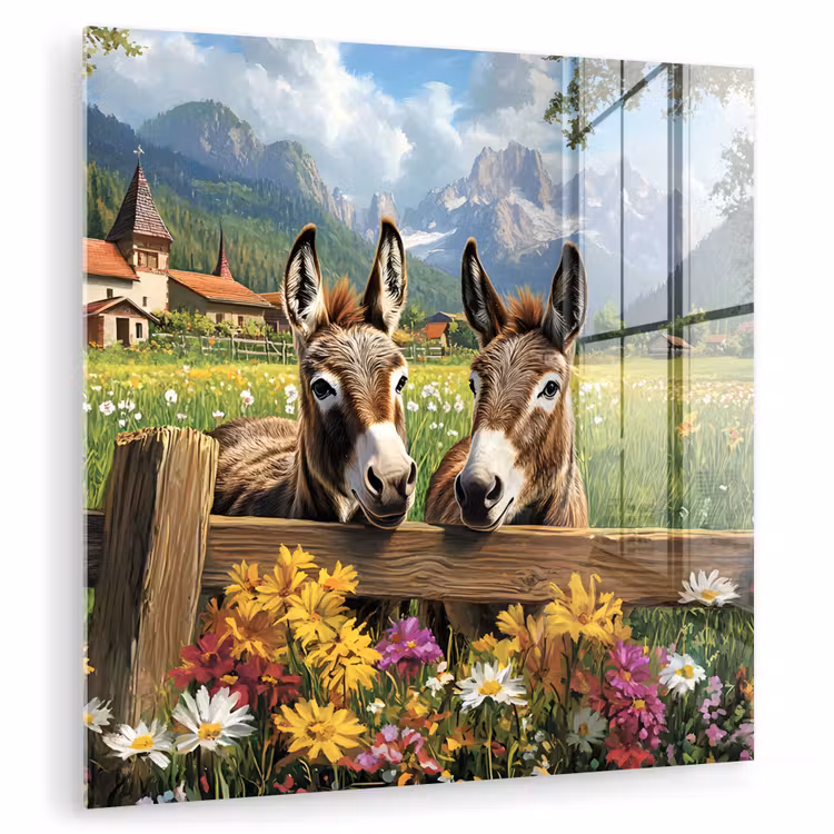 Ezels - Bloemen - Zomers plexiglas 5mm klein -zzzproduct_nieuw