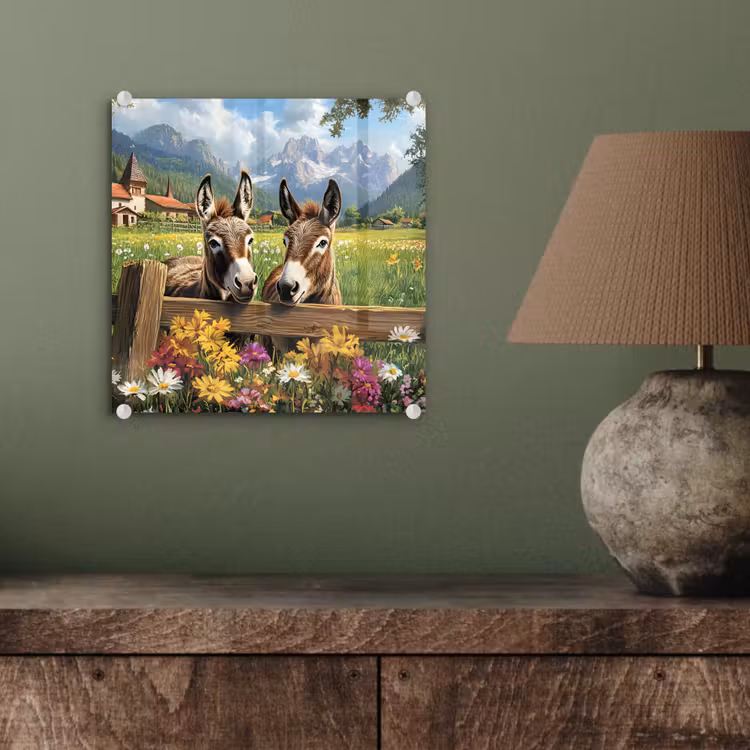 Ezels - Bloemen - Zomers plexiglas 5mm klein -sfeer3