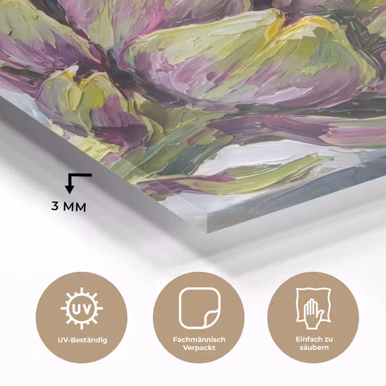 Glasbild - Essen – Artischocke – Modern - Eten - Artisjok - Modern plexiglas 5mm klein