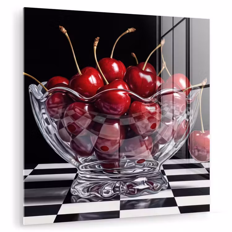 Glasbild - Essen – Kirschen – Rot - Eten - Kersen - Rood plexiglas 5mm klein