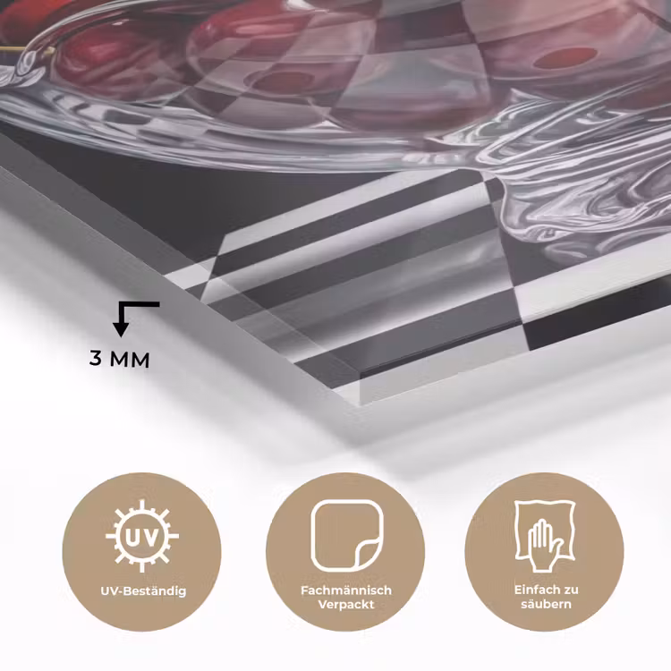 Glasbild - Essen – Kirschen – Rot - Eten - Kersen - Rood plexiglas 5mm klein