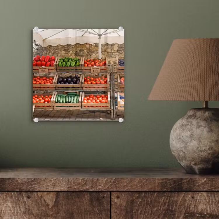 Glasbild - Essen – Markt – Frisch - Eten - Markt - Vers plexiglas 5mm klein
