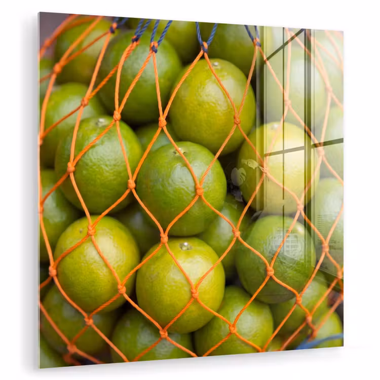 Glasbild - Essen – Netz – Grün – Markt - Eten - Net - Groen - Markt plexiglas 5mm klein