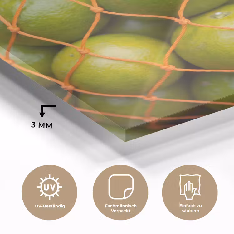Glasbild - Essen – Netz – Grün – Markt - Eten - Net - Groen - Markt plexiglas 5mm klein