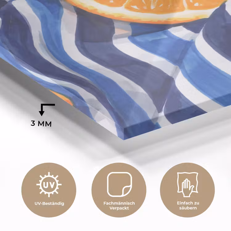 Glasbild - Essen – Obst – Orange - Eten - Fruit - Oranje plexiglas 5mm klein