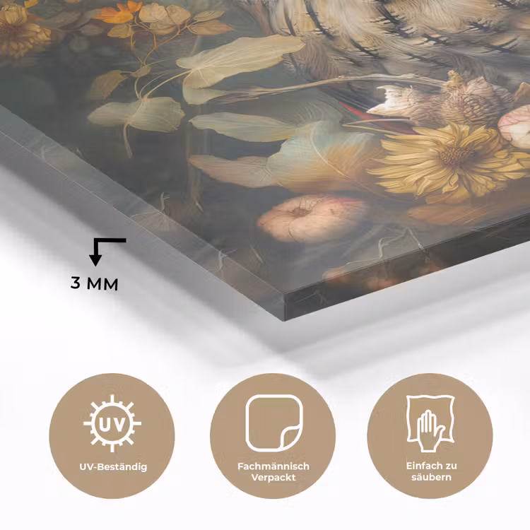Uil - Vogels - Bloemen - Natuur plexiglas 5mm klein -wsfeer2_DE