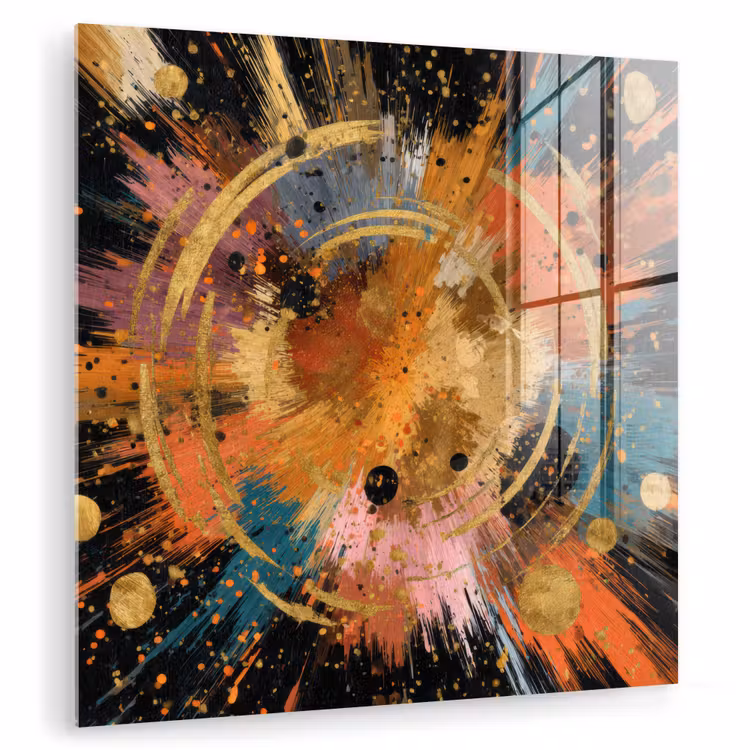 Explosie - Verfstructuur - Goud - Abstract plexiglas 5mm klein -zzzproduct_nieuw