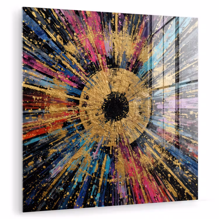 Explosie - Goud - Kleurrijk - Abstract plexiglas 5mm klein -zzzproduct_nieuw