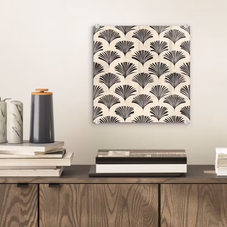 Waaiers - Botanisch - Zwart - Beige plexiglas 5mm klein 11 -sfeer1