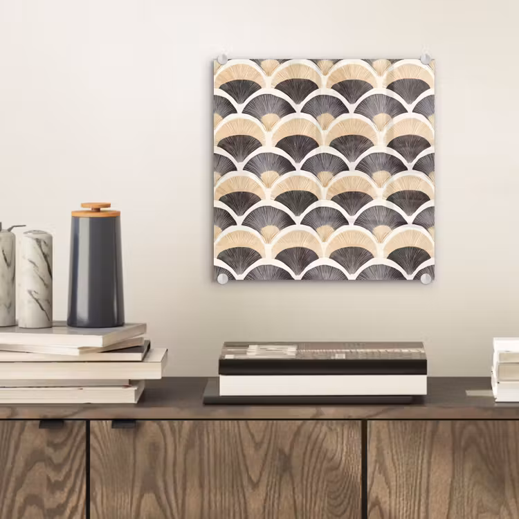 Waaier - Patroon - Zwart - Beige plexiglas 5mm klein 11 -sfeer1