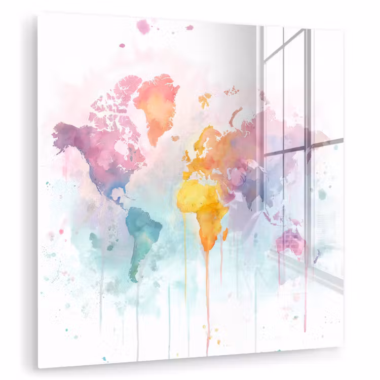Verf - Pastelkleuren - Wereldkart plexiglas 5mm klein -zzzproduct_nieuw