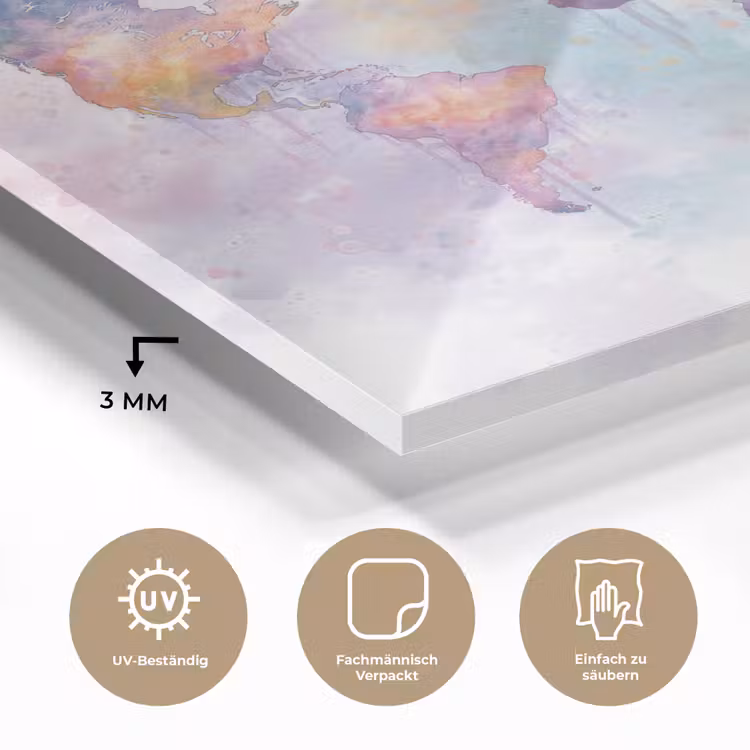 Verf - Wereldkaart - Druppels - Paars plexiglas 5mm klein -wsfeer2_DE