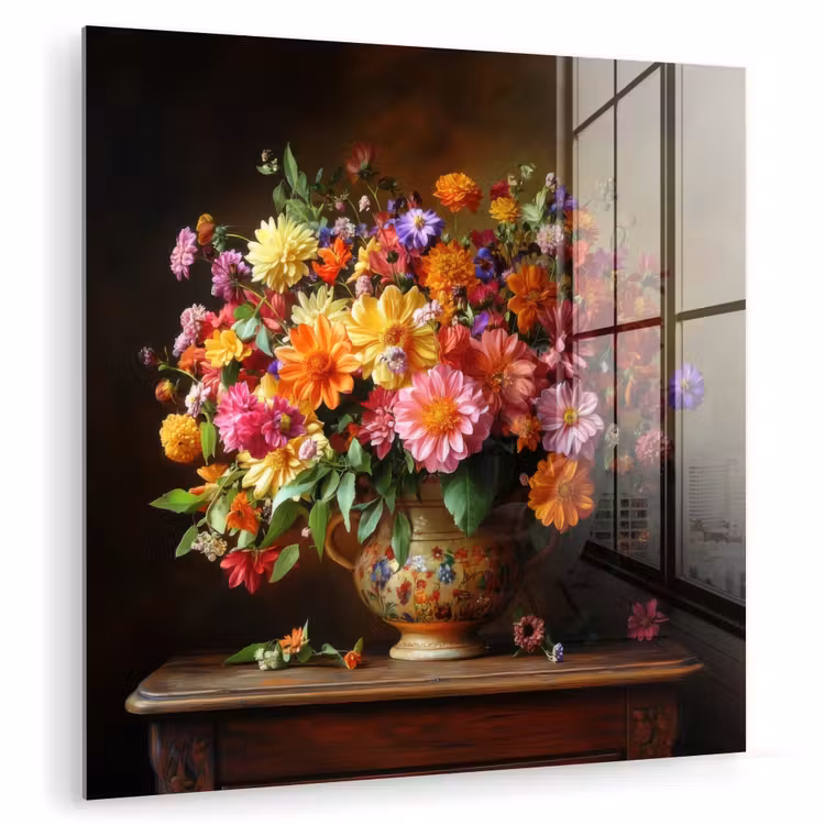 Kleuren - Boeket - Vaas - Hout plexiglas 5mm klein -zzzproduct_nieuw