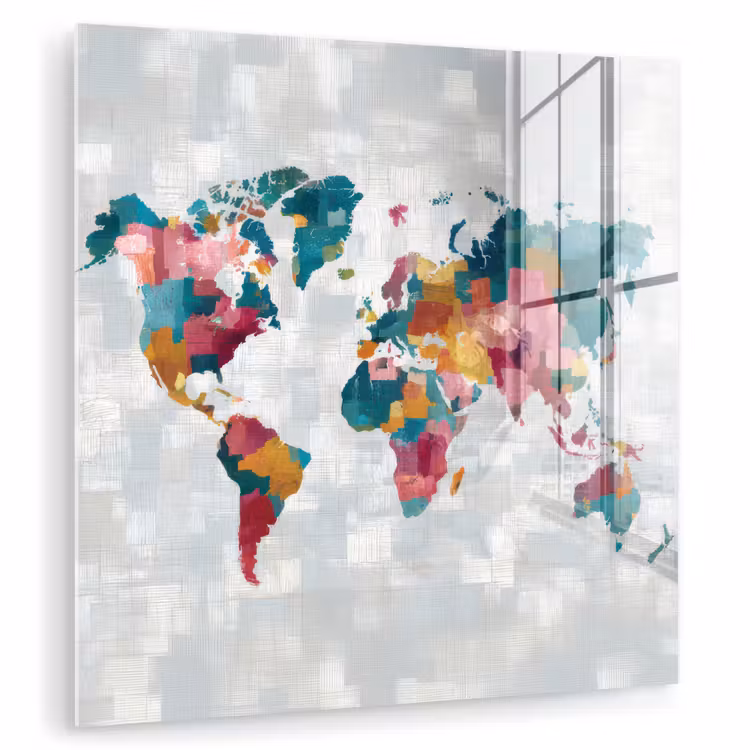 Kleurvakken - Wereldkaart - Texturen - Roze plexiglas 5mm klein -zzzproduct_nieuw