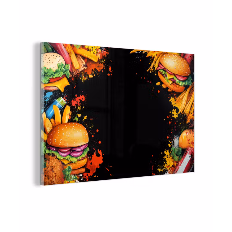 Fastfood - Graffiti - Hamburger - Eten - Modern plexiglas 5mm klein -zzzproduct_nieuw