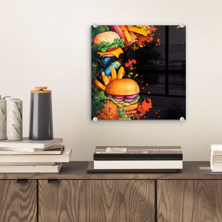 Fastfood - Graffiti - Hamburger - Eten - Modern plexiglas 5mm klein -sfeer1