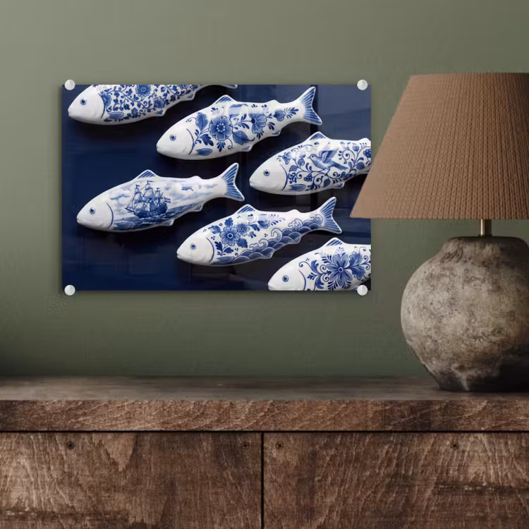 Vissen - Delfts - Blauw - Keramiek plexiglas 5mm klein -wsfeer2_DE
