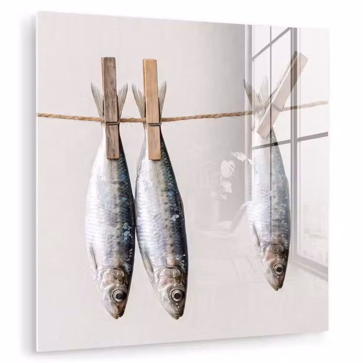 Glasbild - Fisch – Hängend – Essen - Vis - Hangend - Eten plexiglas 5mm klein