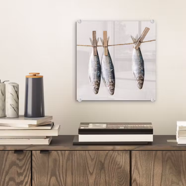 Glasbild - Fisch – Hängend – Essen - Vis - Hangend - Eten plexiglas 5mm klein