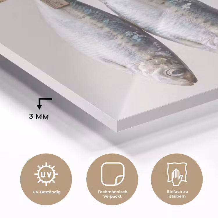 Glasbild - Fisch – Hängend – Essen - Vis - Hangend - Eten plexiglas 5mm klein