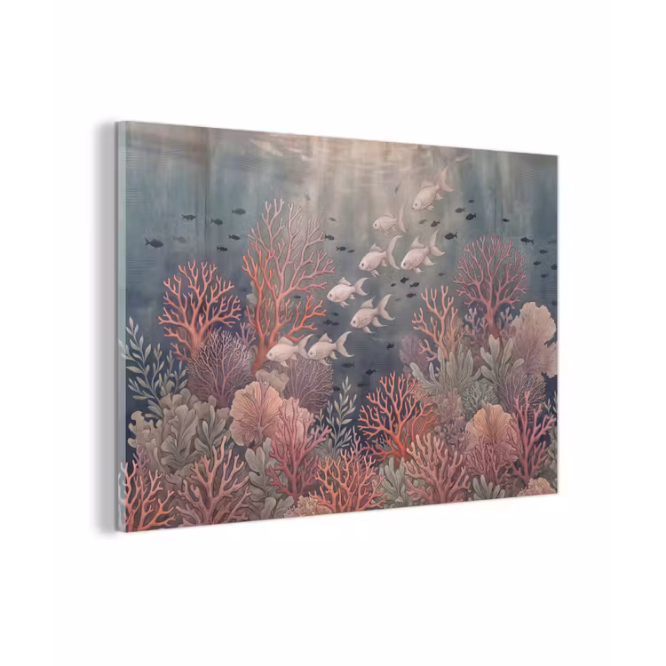 Vis - Koraal - Onderwater - Illustratie - Vintage plexiglas 5mm klein -zzzproduct_nieuw