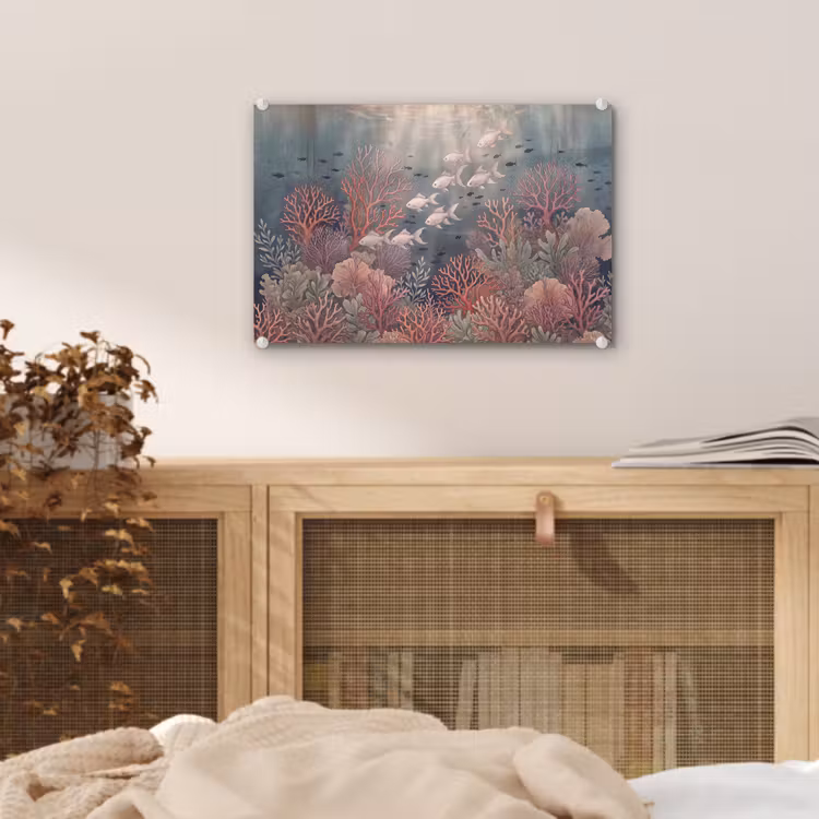Vis - Koraal - Onderwater - Illustratie - Vintage plexiglas 5mm klein -sfeer3