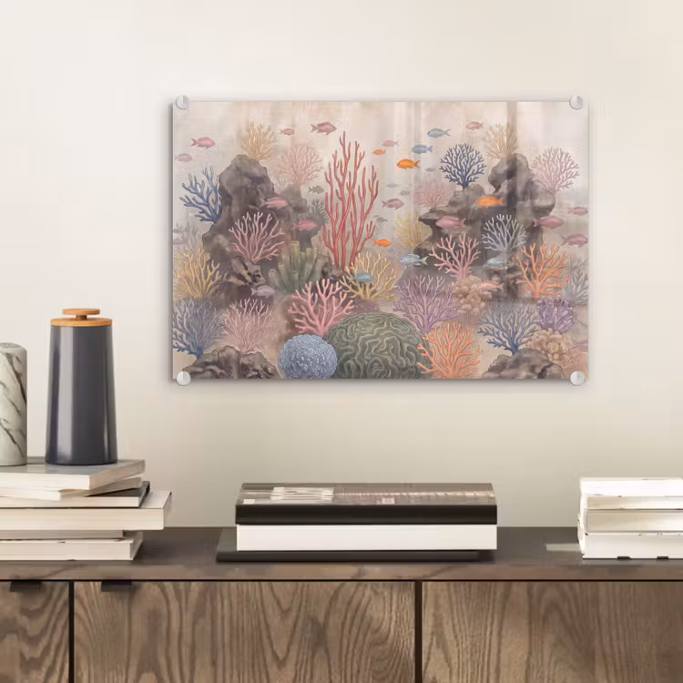 Vis - Koraalrif - Onderwaterwereld - Illustratie plexiglas 5mm klein -sfeer1
