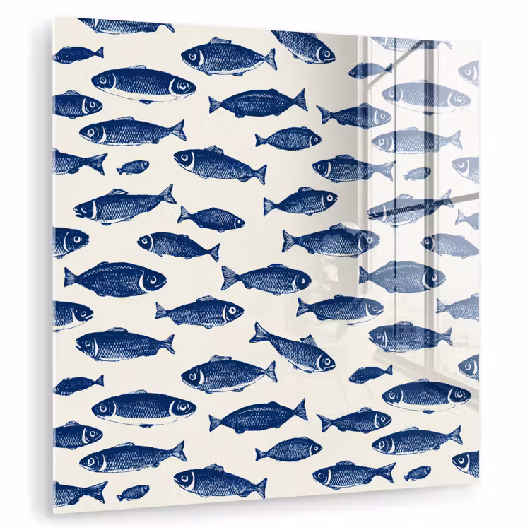 Vissen - Patroon - Blauw - Wit plexiglas 5mm klein 11 -zzzproduct_nieuw