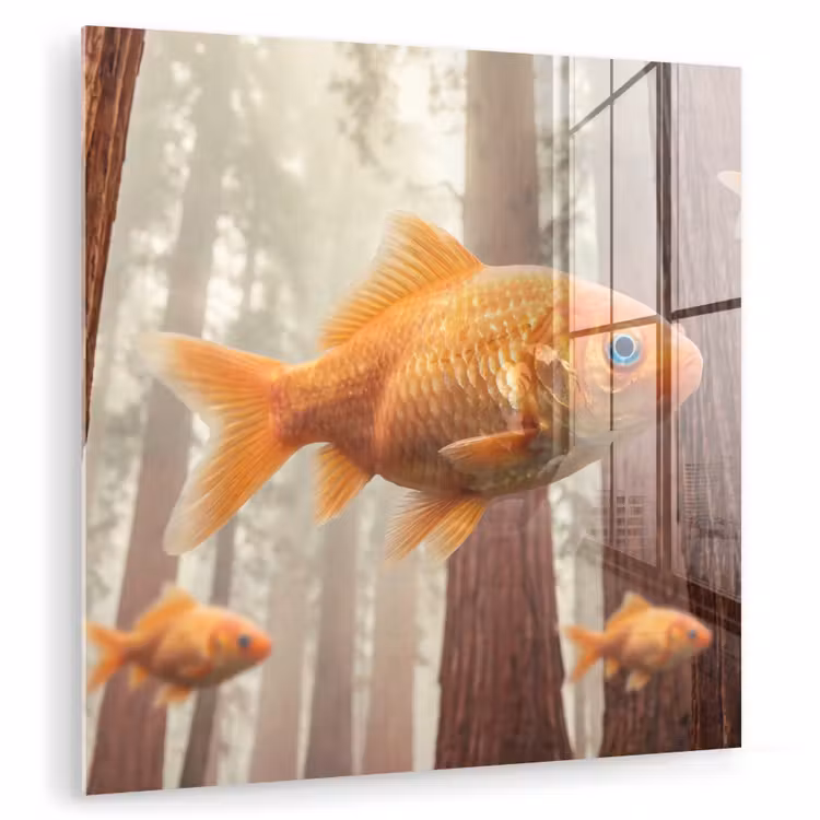 Glasbild - Fisch – Wald – Fantasie - Vis - Bos - Fantasie plexiglas 5mm klein