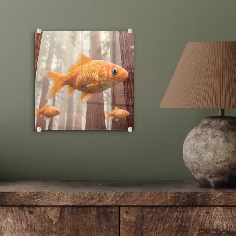 Glasbild - Fisch – Wald – Fantasie - Vis - Bos - Fantasie plexiglas 5mm klein