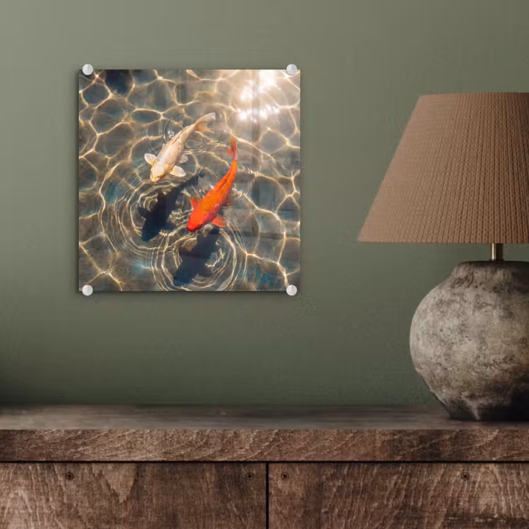 Vis - Water - Dieren - Oranje - Goud plexiglas 5mm klein -sfeer3